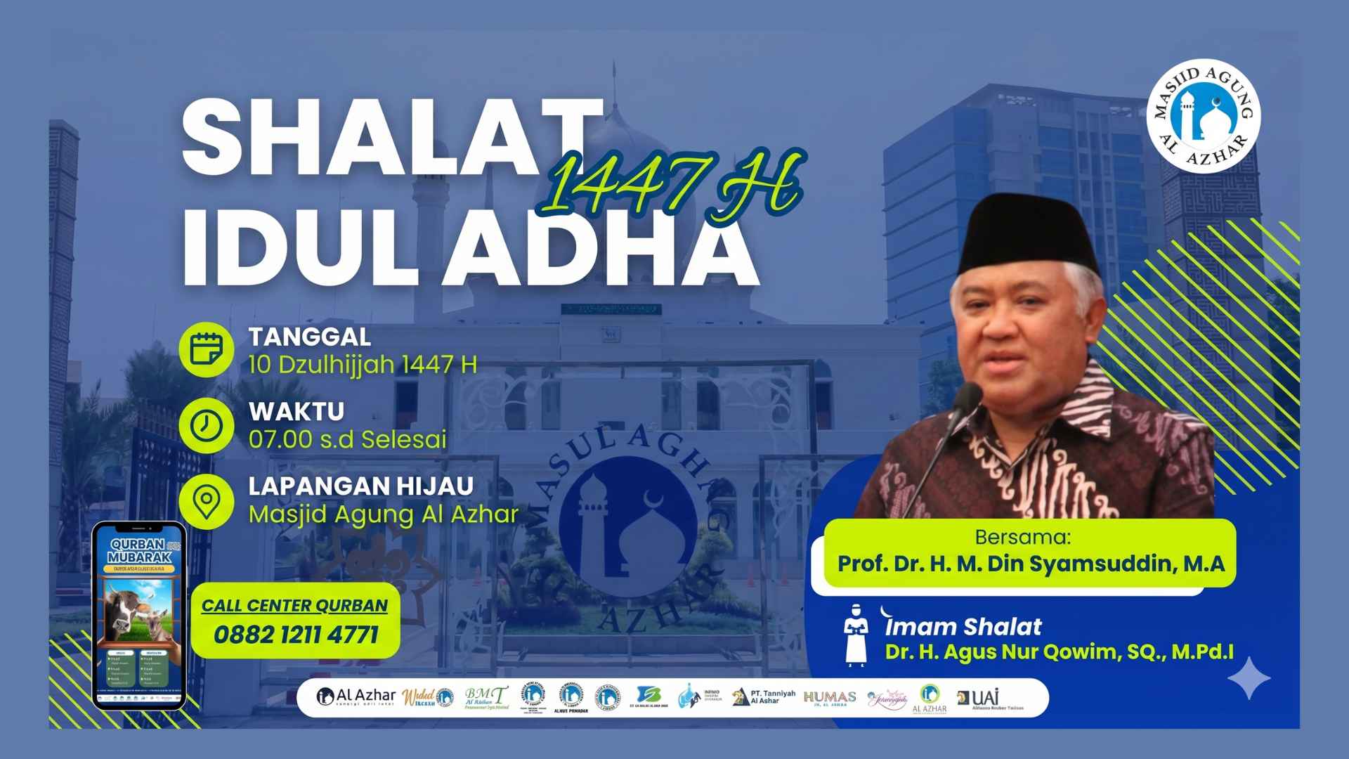 Sambut Idul Adha 1447 H, Masjid Agung Al Azhar Gelar Shalat Id Bersama Prof. Din Syamsuddin